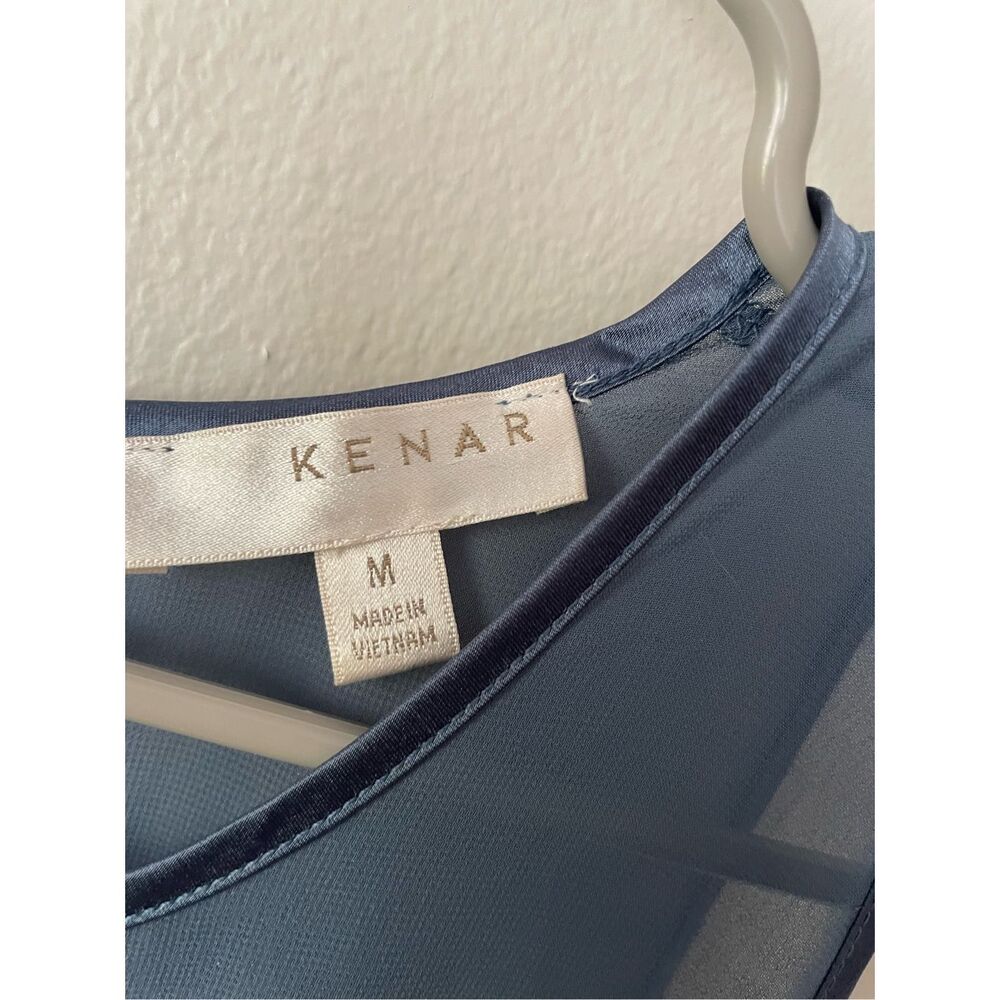 Kenar Medium Blue Tank Top Sheer Neckline Multimodal - Picture 3 of 4